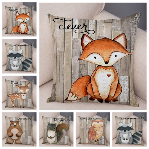 Colorful Nordic Fox Owl Pillow Case Decor Cute Cartoon Animal Cushion Cover for Sofa Pillowcase Squirrel Pillow Covers 45x45cm ► Photo 1/6
