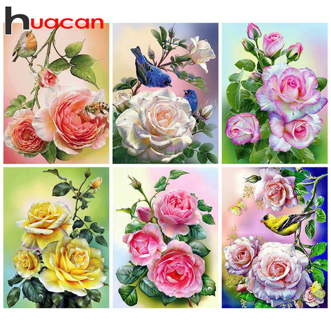 Huacan Diamond Painting Kits Rose Flower 5D Diy Embroidery Mosaic