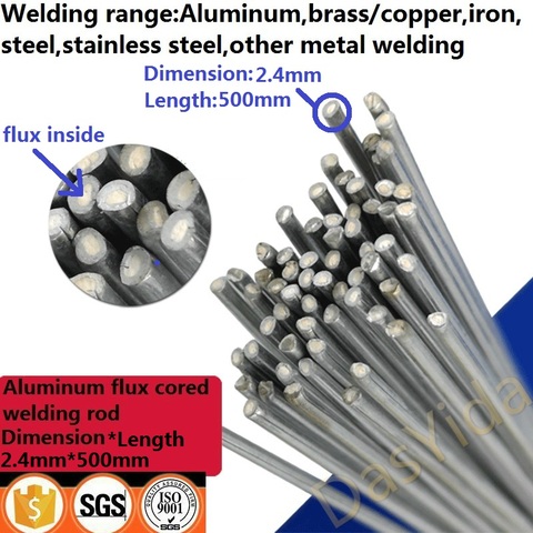 2.4mm*500mm Low temperature flux cored inside aluminum welding wire No need aluminum powder Instead of WE53 welding rod ► Photo 1/1