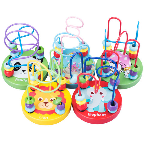 Baby Montessori Educational Math Toy Wooden mini Circles Bead Wire Maze Roller Coaster Abacus Puzzle toys For Kids Boy Girl Gift ► Photo 1/6