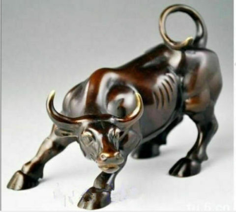 Big Wall Street Bronze Fierce Bull OX Statue ► Photo 1/1