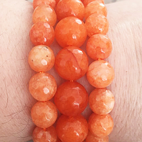 FLTMRH   Natural Faceted Orange Chalcedony Stone Round Loose Bead For Jewelry Making   4/6/8/10/12 mm DIY Bracelets Pendant Neck ► Photo 1/1