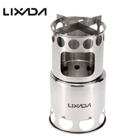 Lixada Outdoor Stove Portable Wood Stove Firewoods Furnace Cooking Burner Lightweight Stainless Steel Picnic Camping Wood Stove ► Photo 1/6