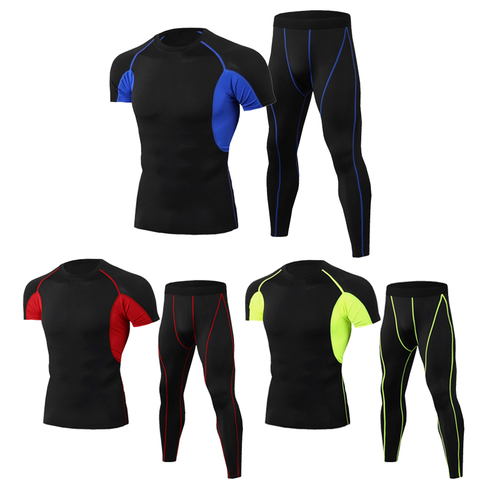 Summer Motocross Riding Lined Thermal Underwear Set Motorcycle T-shirt Pants Racing Short Johns Shirts & Tops Bottom Suit Men's ► Photo 1/1