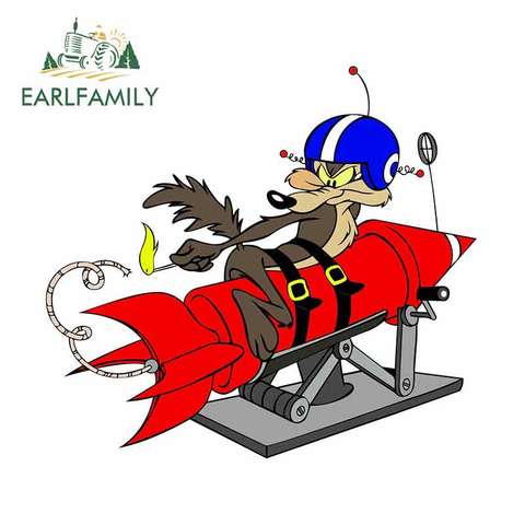 EARLFAMILY 13cm x 11.8cm Cartoon Car Sticker FOR Wile E Coyote Rocket Vinyl Decal Anime Car Styling Waterproof Accessories ► Photo 1/4
