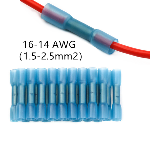 25/50PCS Blue Heat Shrink Butt Terminals Insulated Electrical Wire Connectors 16-14 AWG Cable Crimping Terminals Connector ► Photo 1/6