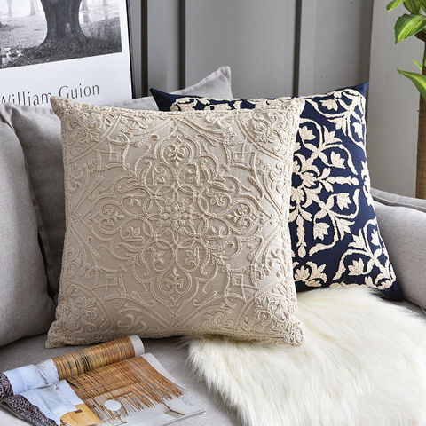 50x50cm American Pastoral Floral Embroidered Cushion Cover High Quality Cotton Pillowcase Sofa Couch Embroidery Pillow Cover ► Photo 1/5