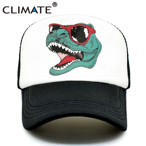 CLIMATE Jurassic Dinosaur Trucker Cap Men Funny Cool Trucker Cap Jurassic Cool Black Mesh Cool Cap for kid adult ► Photo 1/6