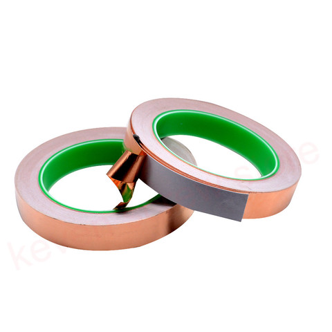 20M 3mm 4mm 6mm 9mm 15mm 17mm Double guide copper foil tape Pure copper Conductive adhesive tape Shield tape Single side glue ► Photo 1/4
