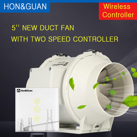 5'' 220V Silent Air Extractor Fan Mixed Flow Muffler System For Home Kitchen Room Ventilator with Two Speed Wireless Controller ► Photo 1/6