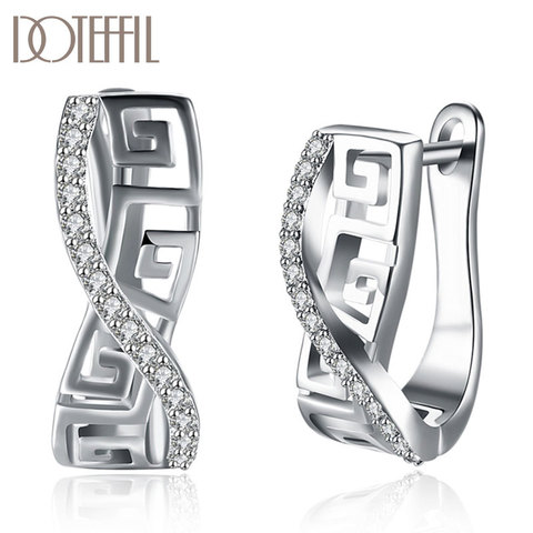 DOTEFFIL 925 Sterling Silver Classic AAA Zircon Earrings Fashion For Woman Wedding Engagement Party Gift Jewelry ► Photo 1/6
