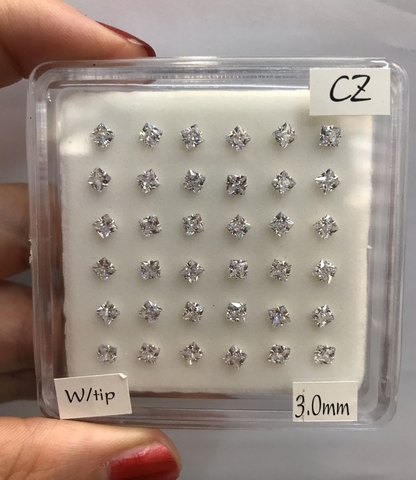 925 sterling silver 36 pcs shape CZ square nose pin S925 Fashion piercing nose zircon nose studs silver color ► Photo 1/6