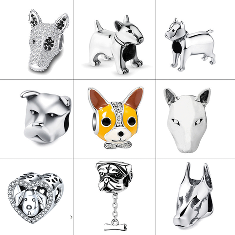 Strollgirl 925 Sterling Silver Beads Loyal Partners French Bulldog Doggy Animal Charms Fit Women Charm Bracelets Dog Diy Jewelry ► Photo 1/6