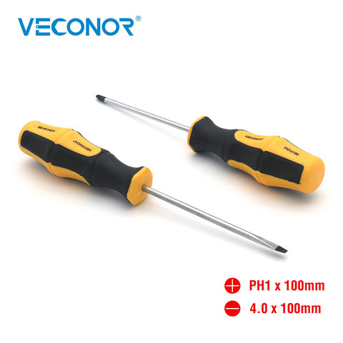 Veconor 2PCS Screwdriver Set Cross Head Flat Head Phillips Slot Type Screwdriving Tool 4.0x100mm PH1x100mm ► Photo 1/5