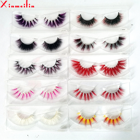 New color 3D luxury mink lashes wholesale natural long individual thick fluffy colorful false eyelashes Makeup Extension Tools ► Photo 1/6