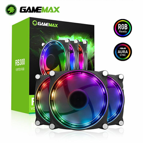 GameMax RB300 RGB PC Case Fan 120mm 5V 3pin Quiet AURA SYNC Colorful Desktop Computer Cooler Cooling LED ARGB Fan ► Photo 1/6