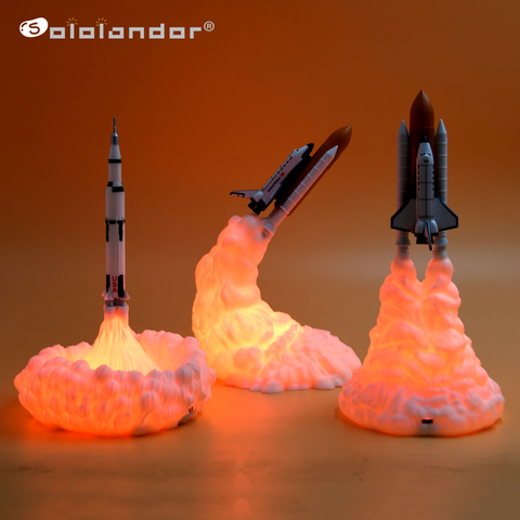 SOLOLANDOR 2022 Newest Dropshipping Space Shuttle Lamp and Moon lamps In Night Lights By 3D Print For Space Lovers Rocket Light ► Photo 1/1