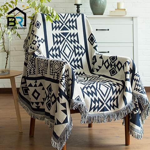 Europe Style Sofa Throw Blanket Cotton Thread Knitted Blanket With Tassel Geometry Bohemian Sofa Cover Bed Blanket Home Decor ► Photo 1/6