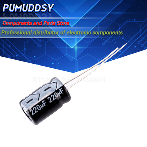 50PCS Higt quality 25V220UF 6*12mm 220UF 25V 6*12 Electrolytic capacitor ► Photo 1/2