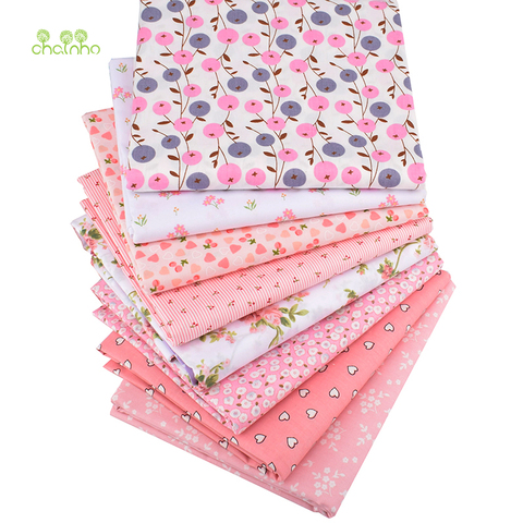 Chainho,8pcs/Lot,Pink Floral Series,Printed Twill Cotton Fabric,Patchwork Cloth,DIY Sewing Quilting Material For Baby&Children ► Photo 1/6
