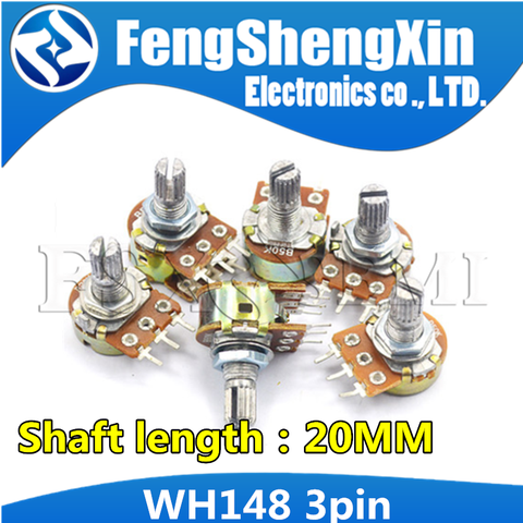 5pcs/lot Shaft 20mm 3Pin B1K B2K B5K B10K B20K B50K B100K B500K B1M WH148 Potentiometer 1K 2K 5K 10K 20K 50K 100K 500K 1M ► Photo 1/1