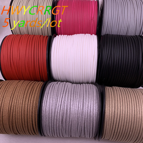 NEW 5yards/lot 3mm Flat Faux Suede Braided Cord Korean Velvet Leather Handmade Beading Bracelet Jewelry String ► Photo 1/6