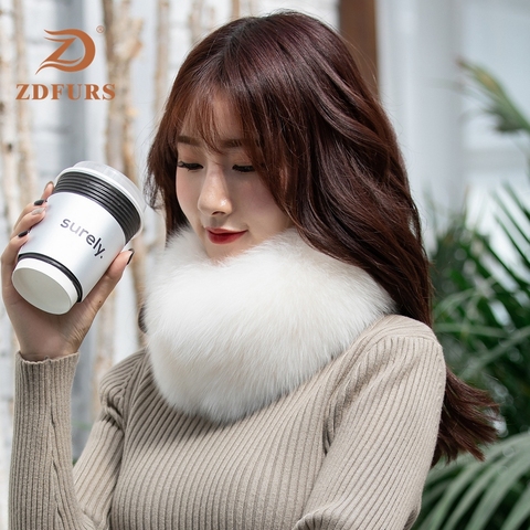 ZDFURS * Real Fox Fur Collar Women 100% Natural Fox Fur Scarf Winter Warm Fur Collar Scarves with magnet ► Photo 1/6