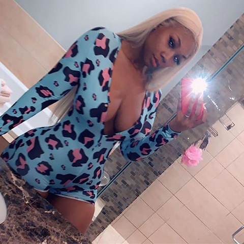 OMSJ 2022 Rompers Women Sleepwear Sky Blue Leopard Print Long Sleeve Short Jumpsuit Sexy Onesie For Adult Female Nightwear S-3XL ► Photo 1/6