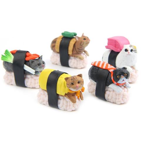 5 Pcs/lot Cartoon Delicacy Series Sushi Cat Mini PVC Figure Toys Meow Cute Cat Mascot Decorations Collectible Model Dolls Gift ► Photo 1/3