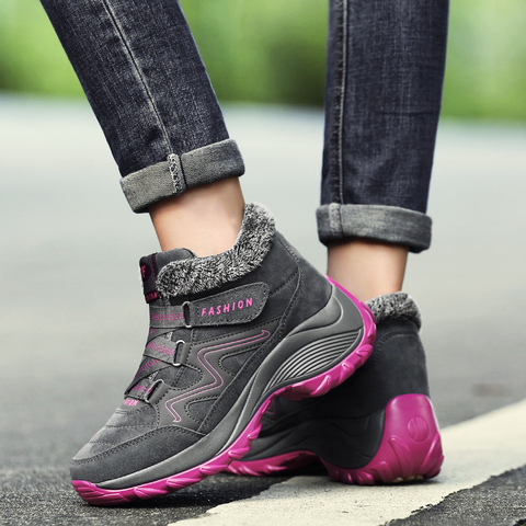 2022 Winter Women Snow Boots Women Warm Push Ankle Boots Female High Wedge Waterproof Boots Rubber Hiking Boots Shoes 6139 ► Photo 1/6
