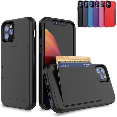Candy Color Case For iPhone 11 Pro MAX 2022 7 8 Plus 6 6s X XS MAX XR Case Armor Card Slot Cover for iPhone 5.8 6.1 6.5 2022 7 8 ► Photo 1/6