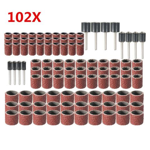 102pcs 120 Grit Sanding Drum Kit With 1/2 3/8 1/4 Inch Sanding Mandrels Fit Tool M7DA ► Photo 1/1