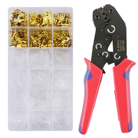 sn-48b crimping tool 600 pcs 4.8/6.3 plug terminal crimper crimping pliers wire 0.5-1.5mm2 alicate AWG 20-15 hand tool krimptang ► Photo 1/6