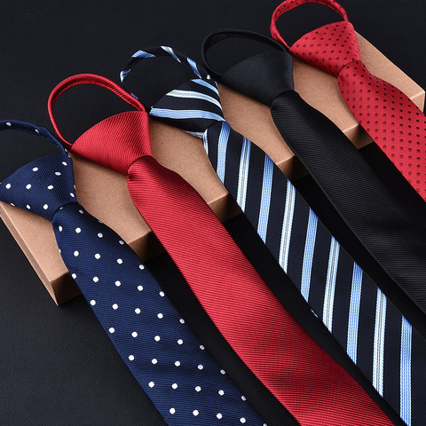 5cm/ 6cm/7cm /8cmEasy To Pull Lazy Ties for Men Fashion Skinny Formal Dress Necktie Striped Solid Colors Men Neckties Wedding ► Photo 1/6