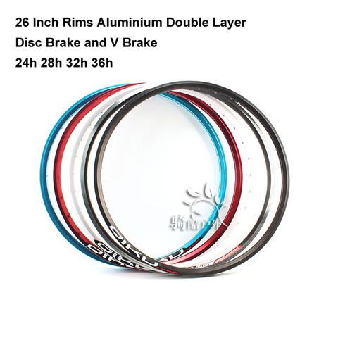 MTB 26 Inch Wheel Clincher Rims Double Layer Aluminium Alloy 24h 28h 32h 36h Holes Disc Brake V Brake ► Photo 1/5