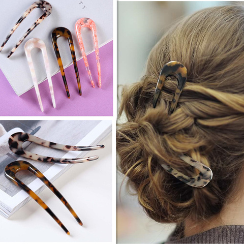 U Shaped Hair Pin Stick French Style U Shape Hair Clips Tortoise Shell U Sticks Pins for Women Girls Hairstyle Accessories ► Photo 1/6