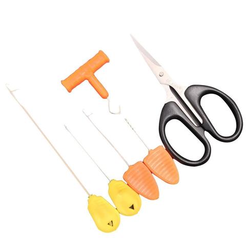 6Pcs Carp Fishing Rigging Tool Crochet Hook Stringer Knot Puller Baiting Needles Boilie Bait Drill Needle Scissor Fishing Tackle ► Photo 1/6