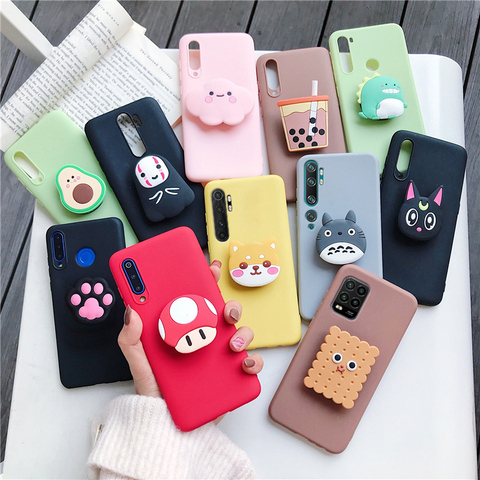 3D silicone cartoon stand phone holder case for xiaomi mi10 Pro note 10 Lite  pro mi 9 mi9 se mi 8 lite mi8 a3 a2 a1 9t cover ► Photo 1/6