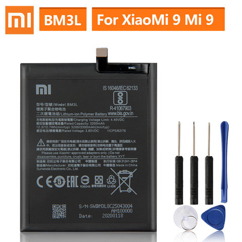 Original Replacement Battery For Xiaomi 9 MI9 M9 MI 9 BM3L Genuine Phone Battery 3300mAh ► Photo 1/6