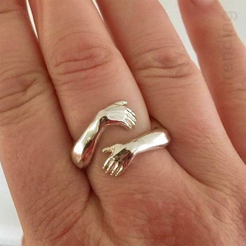 Give You A Warm Hug Lover Finger Ring For Women 2022 Original  Touching Lovers Hug Ring Men Unisex Engagement Ring Gift For Her ► Photo 1/6