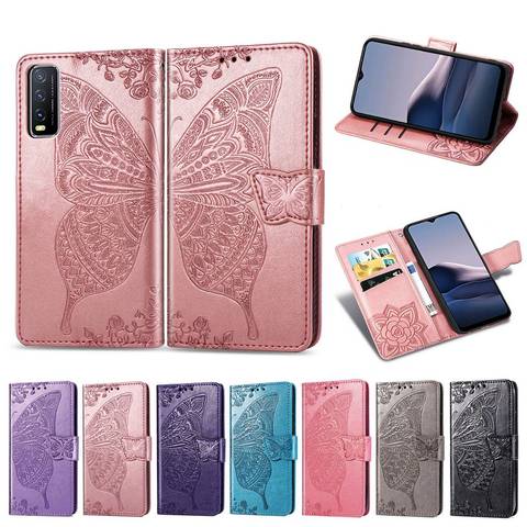 For Vivo Y20 Case Flip Wallet Leather Case On For Vivo Y20 Cover Butterfly Mmbossing Phone Cases ► Photo 1/6