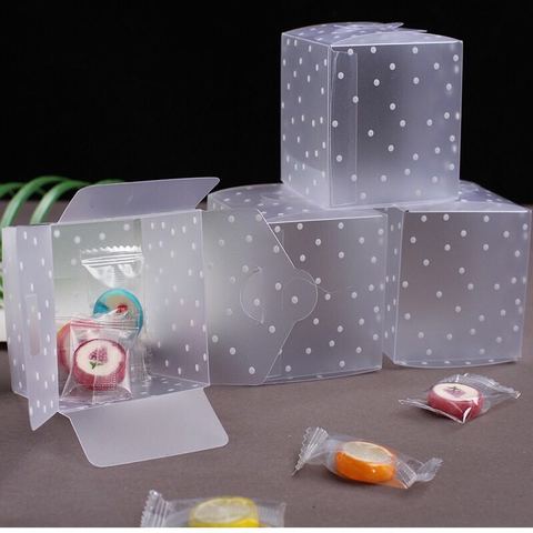 10pcs PVC Dot Dragee Candy Bar Gift Box Deco Mariage Wedding Party Favours Gift Bags Transparent Plastic Cake Chocolate Wrapping ► Photo 1/6