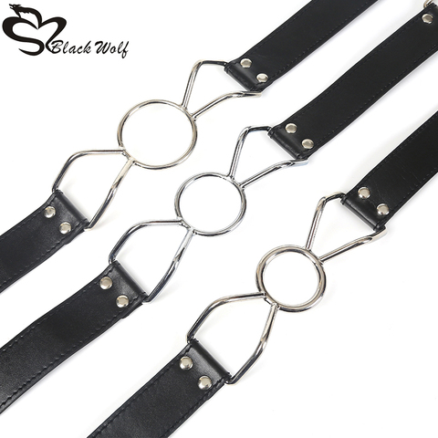 5 cm Silicone ring open mouth gag leather head bondage restraint fetish  adult SM game oral sex toy for women men couple blow job - Price history &  Review