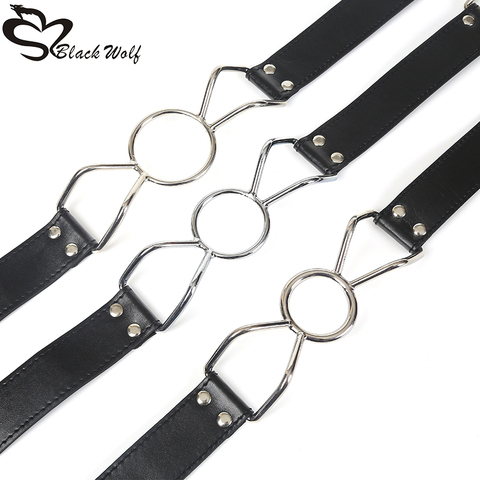 Leather sex toys Ring Gag Flirting Open Mouth with O-Ring during sexual bondage ,BDSM roleplay and adult erotic play for couples ► Photo 1/6