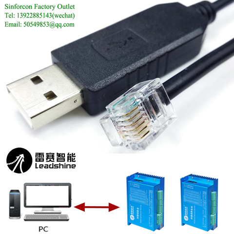 ftdi usb rs232 to rj11 rj12 6p6c adapter for leadshine stepper drive servo motor  DM432C DM442 DM556 DM856 3DM683 AM882  DM1182 ► Photo 1/6