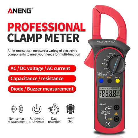 ANENG ST201 Digital Clamp Multimeter Resistance ohm Tester AC DC Clamp Ammeter Transistor Testers Voltmeter d Contact lcr meter ► Photo 1/6
