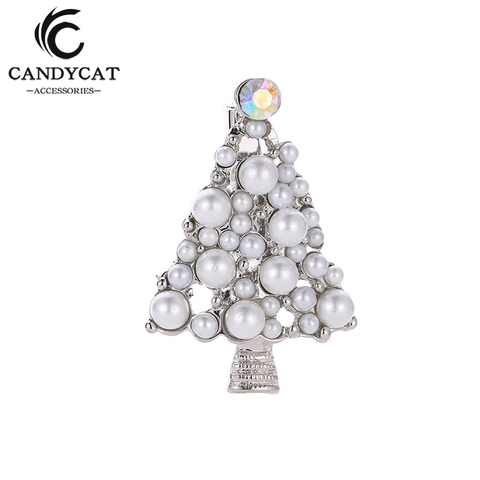 Korean Exquisite Pearl Christmas Tree Brooch Women Silver Color Christmas Brooch Jewelry Female Cute Chic Accessories Wholesale ► Photo 1/6