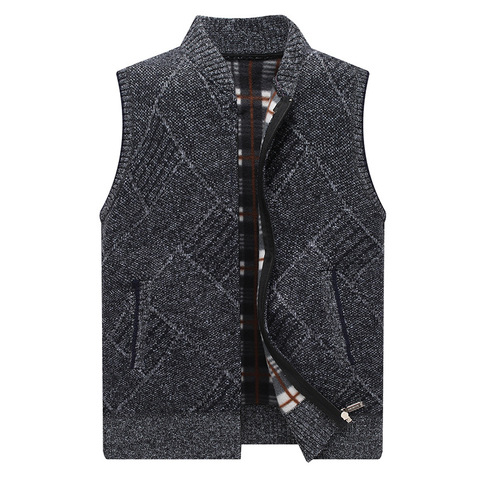 Winter Mens Sweater Vests Thick Fleece Knitted Cardigan Waistcoat Male Casual Sweater Vest for Men Sleeveless Mens Clothes 2022 ► Photo 1/6