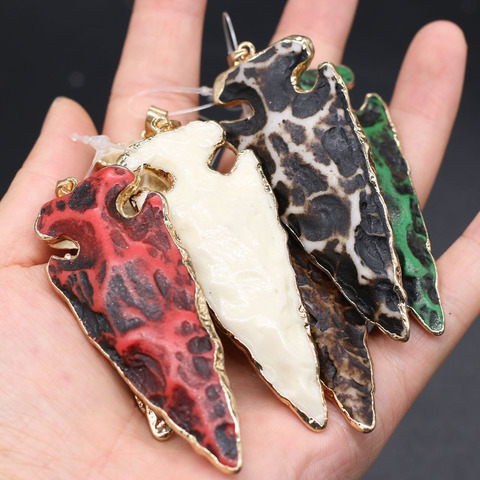 Vintage Ethnic Cow Bone Pendant Charms Arrow Shape Pendants for Jewelry Making DIY Necklace Size 29x65mm ► Photo 1/6