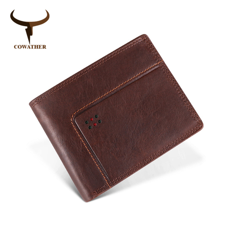 COWATHER wallet for men high quality cow genuine leather male wallet newest fashion short style cowhide purse free shipping ► Photo 1/6